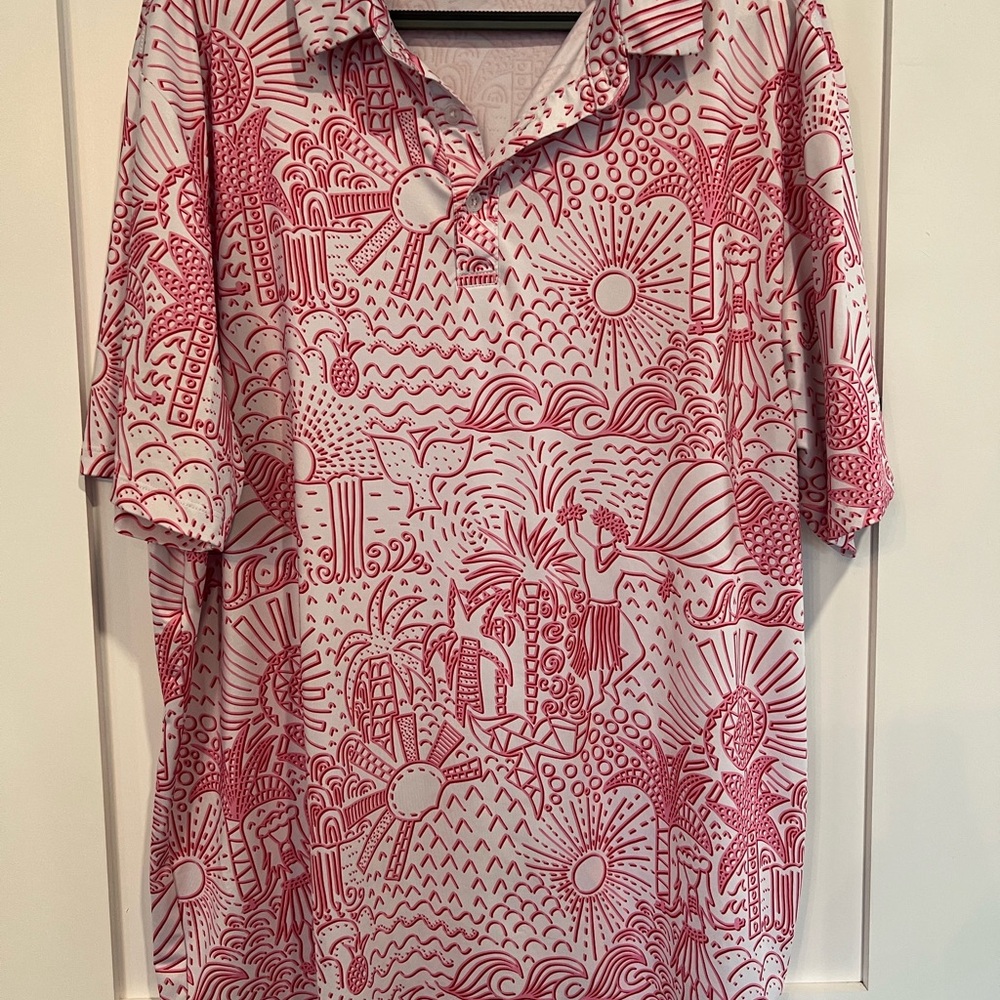 Men's Short-Sleeve Graphic Polo Shirt - White & Red